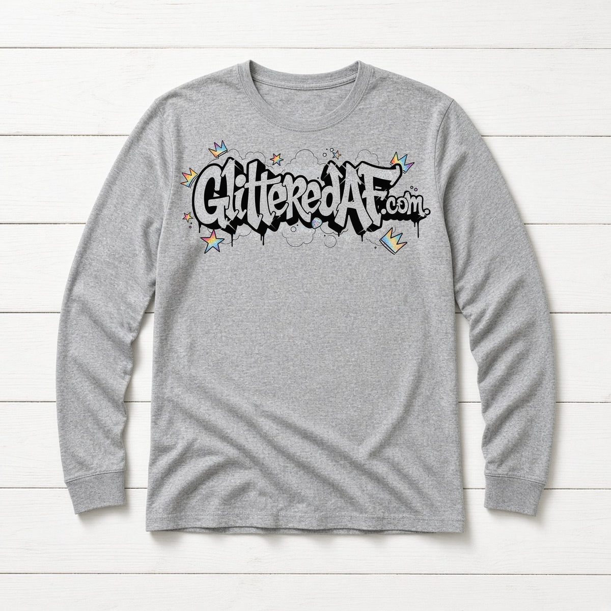 AF GAF Woobie DTF design on a heather gray long sleeve crew neck tee