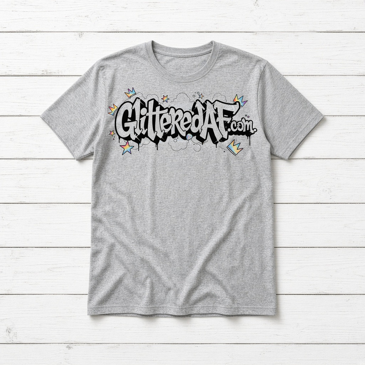 AF GAF Woobie DTF design on a heather gray crew neck t-shirt