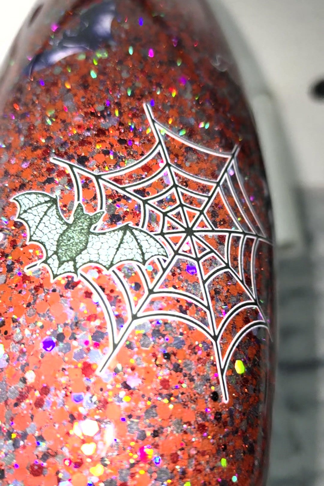 Boo Sheet tumbler spider web and bat side